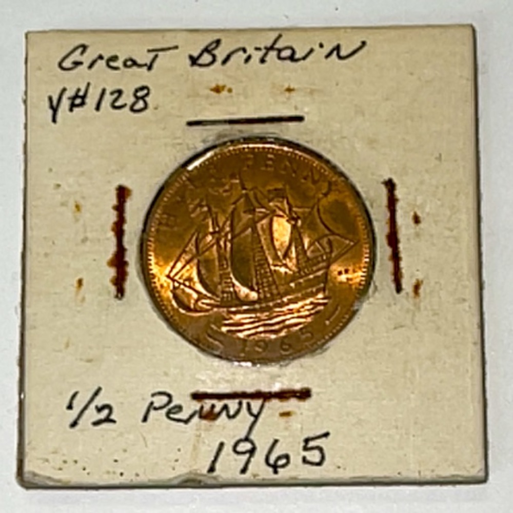 1965 Great Britain 1/2 Penny, 1 Coin Y#128.